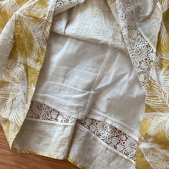 Melissa Fit And Flair Yellow Floral Sundress Lace Trim bohemian NWOT med cotton - Picture 11 of 12